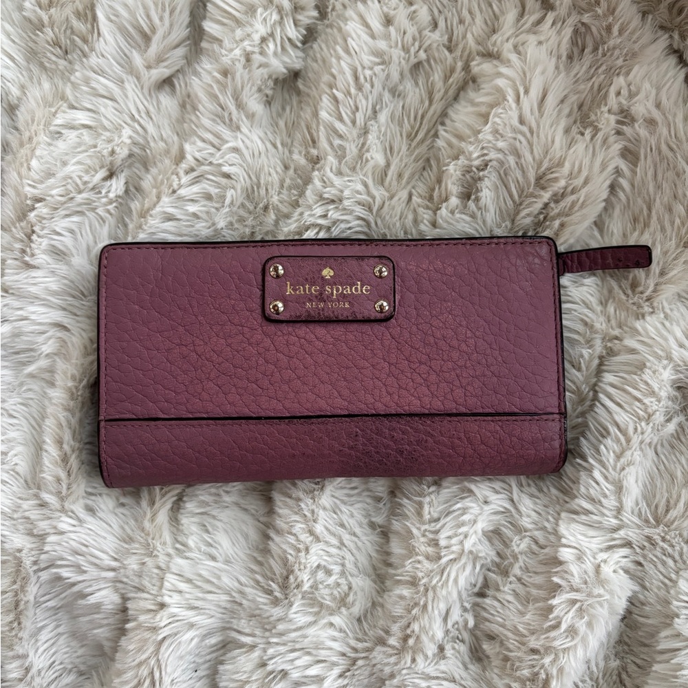 Kate Spade Stacy Bay Street Pebble Leather Mauve Bifold Wallet